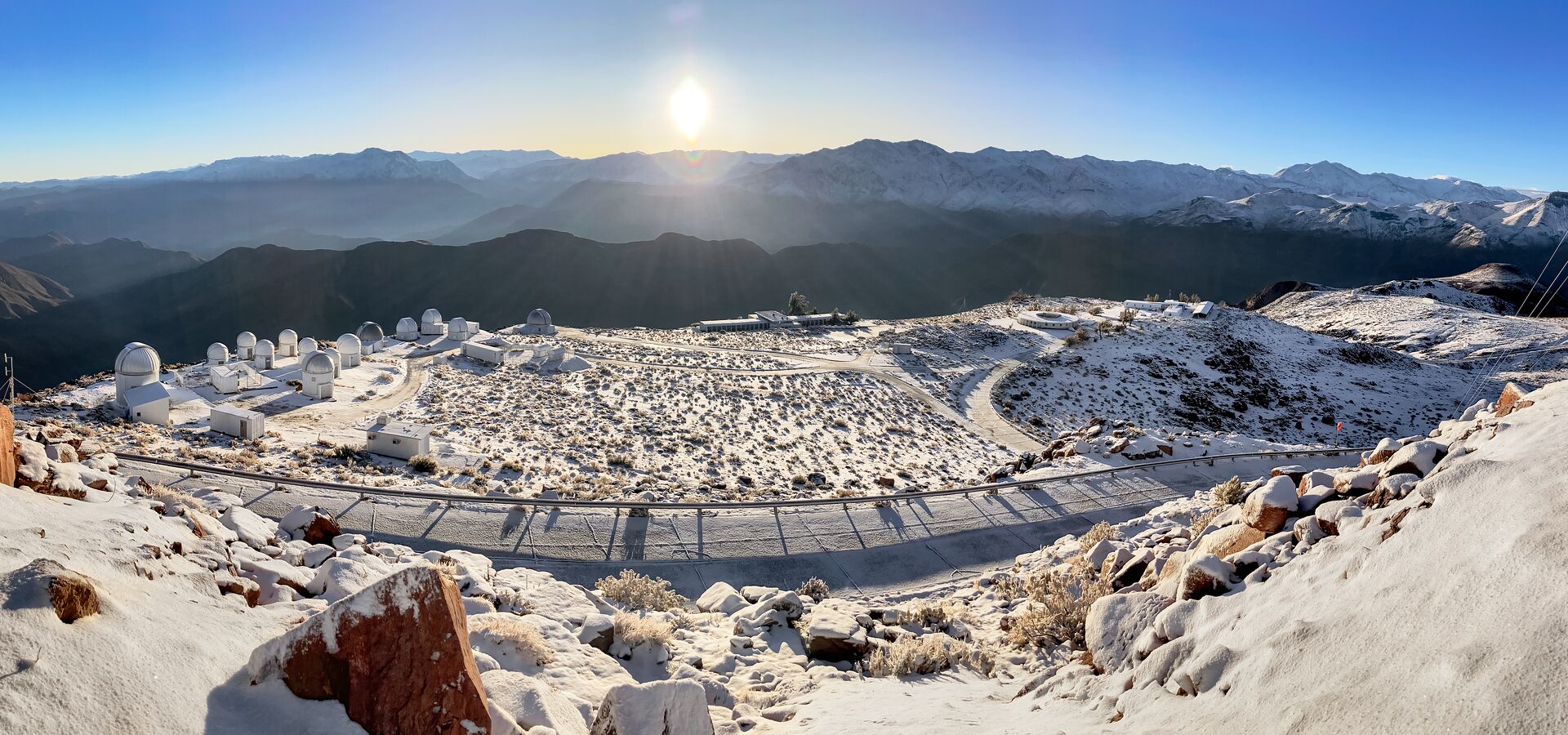Sunrise and Snow at Cerro Tololo Inter-American Observatory