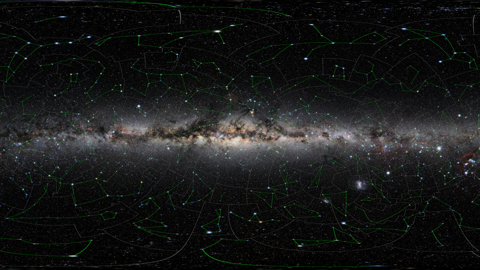 the night sky (夜空) All-sky photo of the night sky (annotated) | NOIRLab