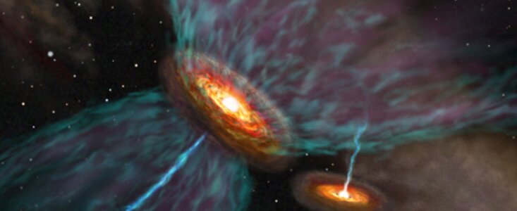 Artist's rendition of UY Aur's probable outflow system