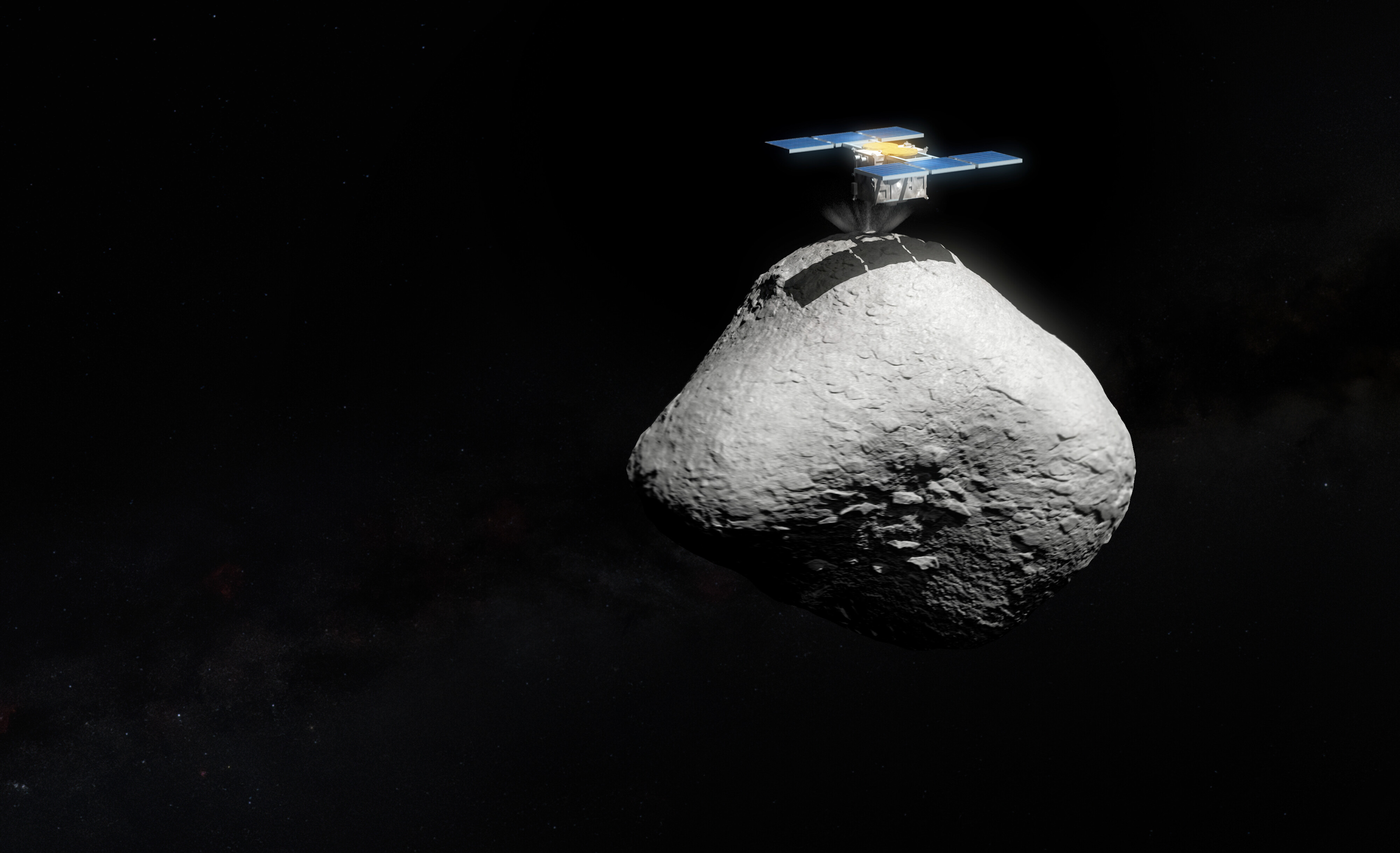 METEORページ Artist's impression of Hayabusa2 touching down on asteroid 1998