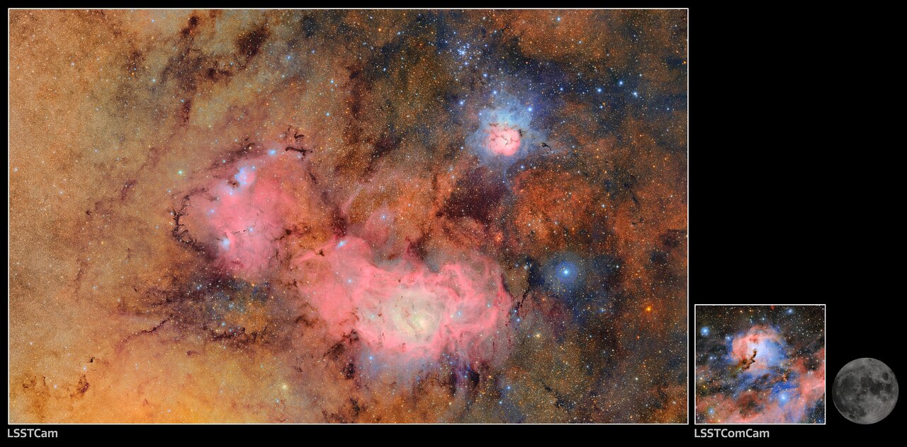 Scale Comparison of Seagull Nebula to Trifid-Lagoon